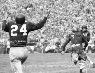 1949 Zohn Milam Heads For End Zone With Rusty Russell, Jr. Cheering