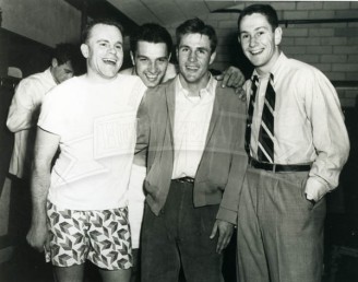 1949 After N.D. Game – Red Sitko, Leon Hart, Doak, and Bob Williams