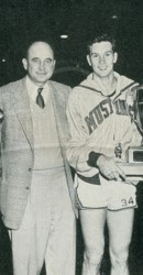 Lank Majors Presents the Winner’s Trophy to Coach Doc Hayes and the Pony Captains, Kastman and Galey