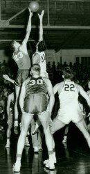 Tom Miller Jumps Against Texas As Art Barnes And Richard Bryant Watch