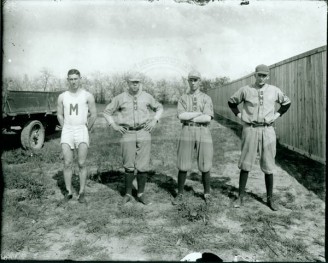 Runner & 3 Baseball Players c. 1920