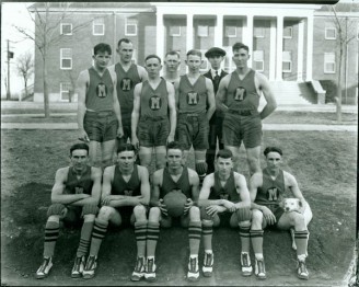 SMU Basketball Team & dog ca. 1920