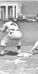 Jim Payne Taking Pickoff Throw During TCU Game (SMU Coliseum Construction In Background)