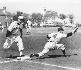 Jim Payne Making Putout During Texas Game (Malcolm Shaw Pitching)